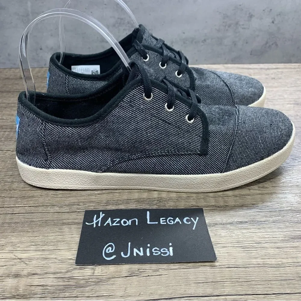 TOMS~Women’s~”Paseo” Black Twill Chambray  Lace Up Sneakers~Size 8.5‎